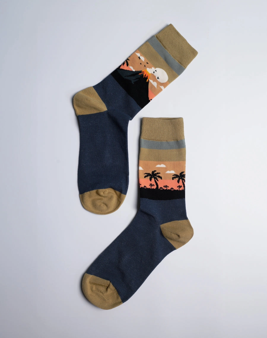 Men's Lava Land Volcano Hawaiian Crew Sock