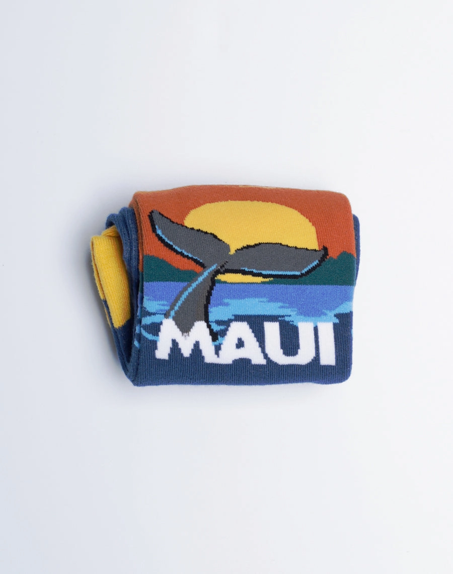 Men's Maui Sunset Whale Fluke Crew Socks