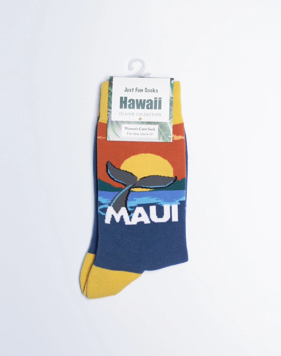 Men's Maui Sunset Whale Fluke Crew Socks