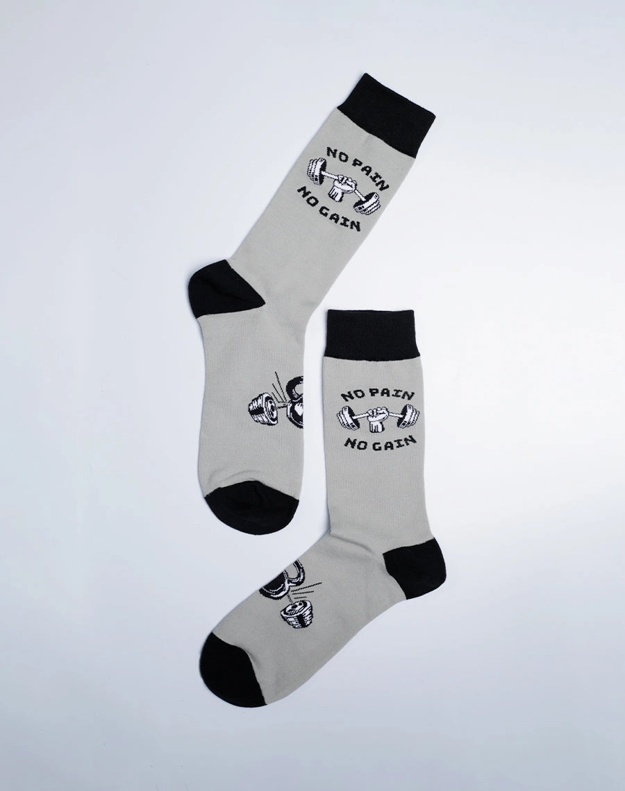 Men's No Pain No Gain Gym Crew Socks