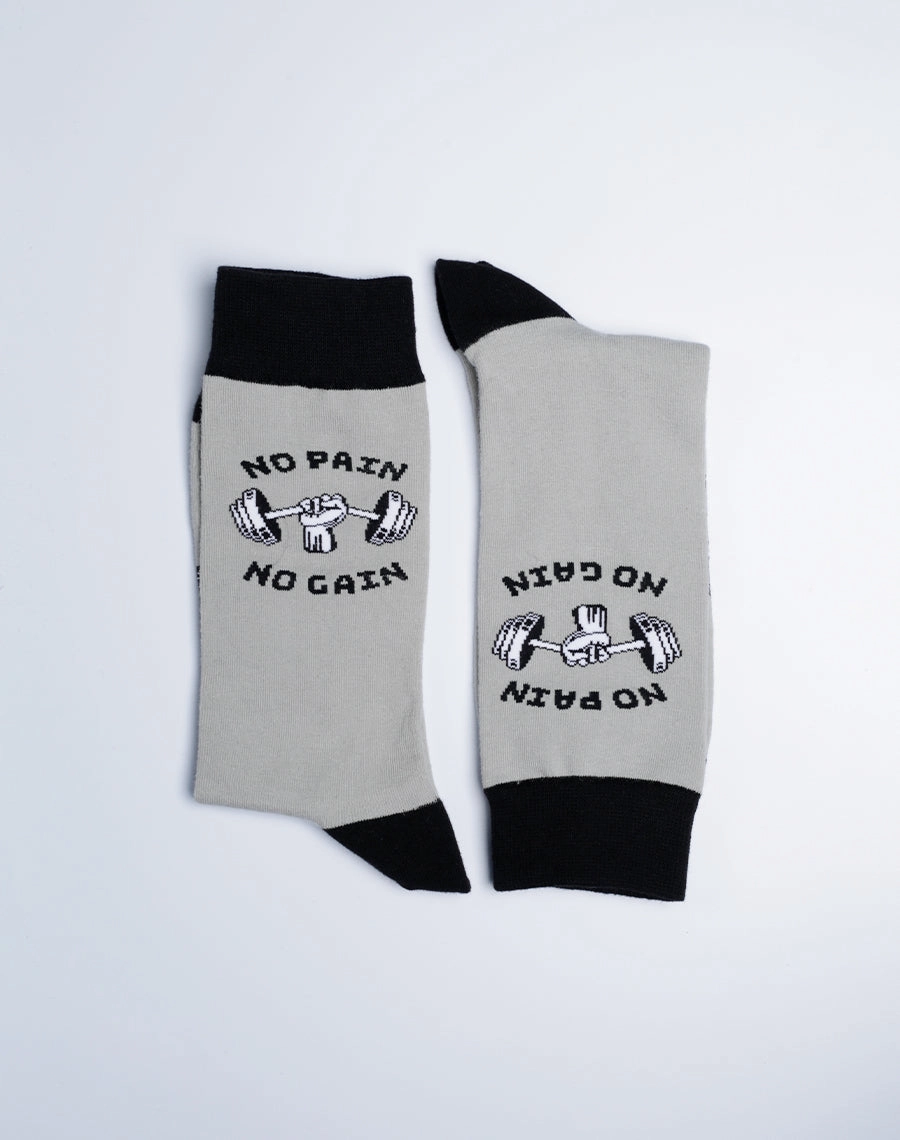 Men's No Pain No Gain Gym Crew Socks