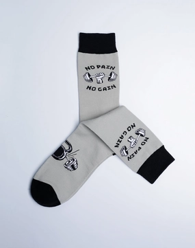 Men's No Pain No Gain Gym Crew Socks