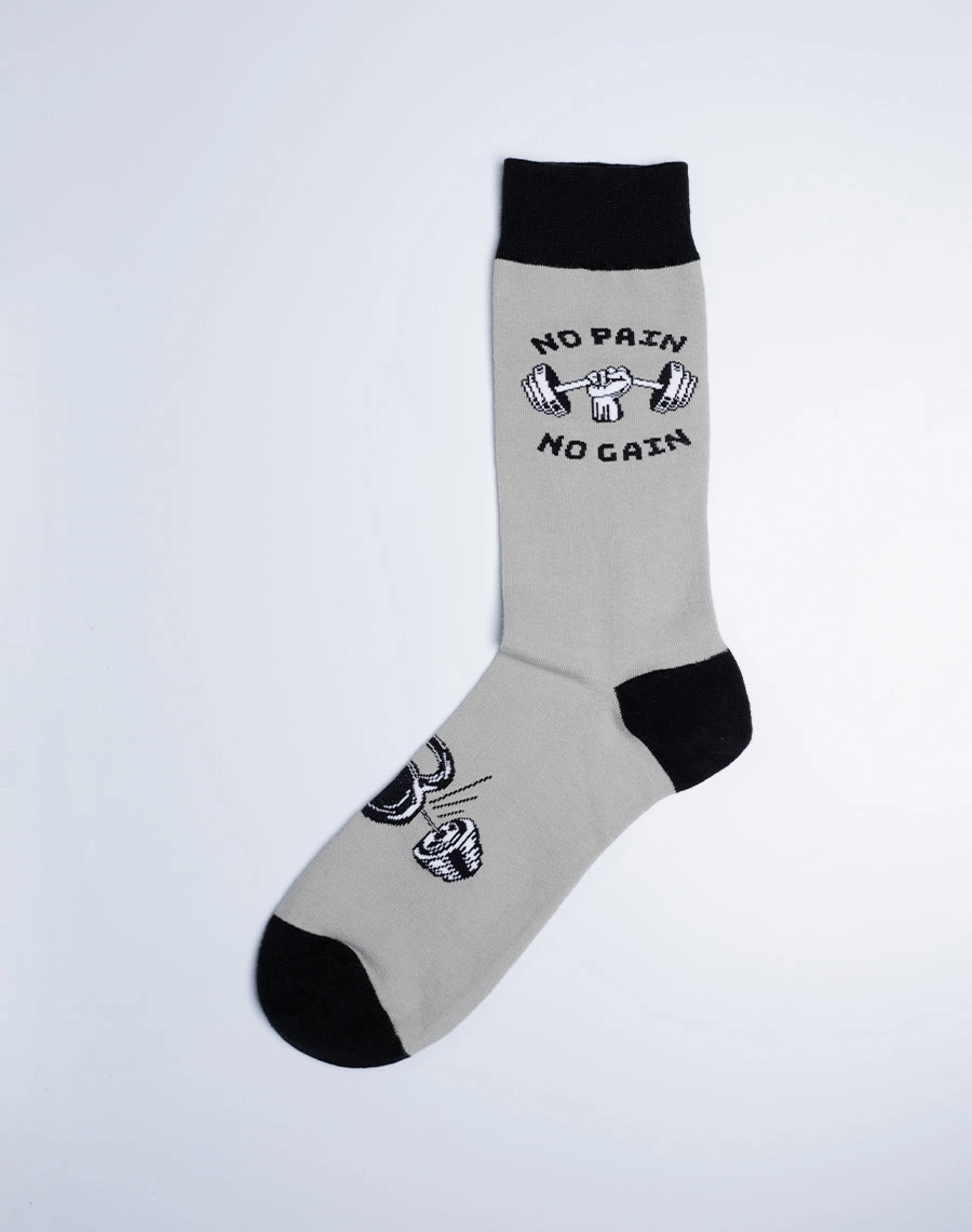 Men's No Pain No Gain Gym Crew Socks