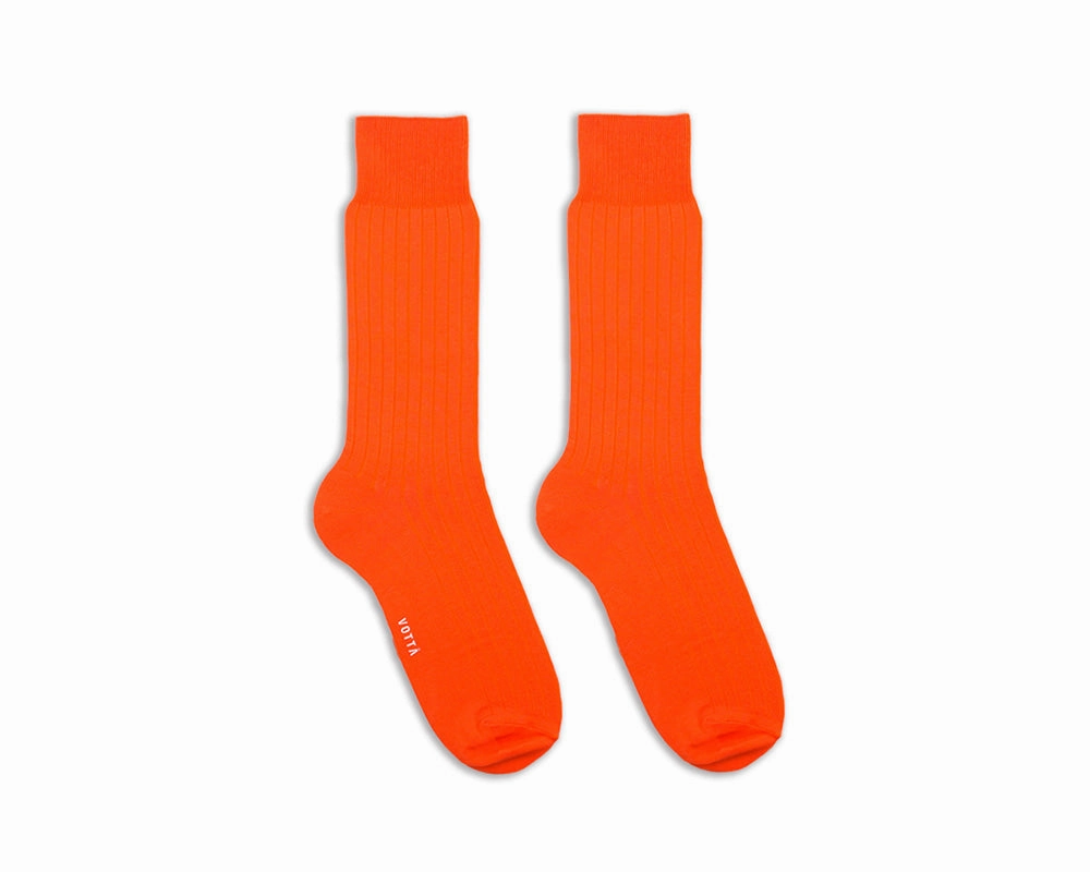 Men's Ribbed Socks - Orange Popsicle