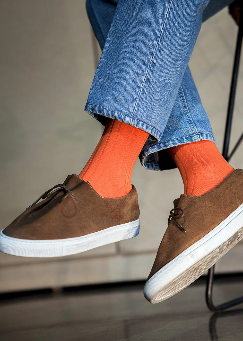 Men's Ribbed Socks - Orange Popsicle