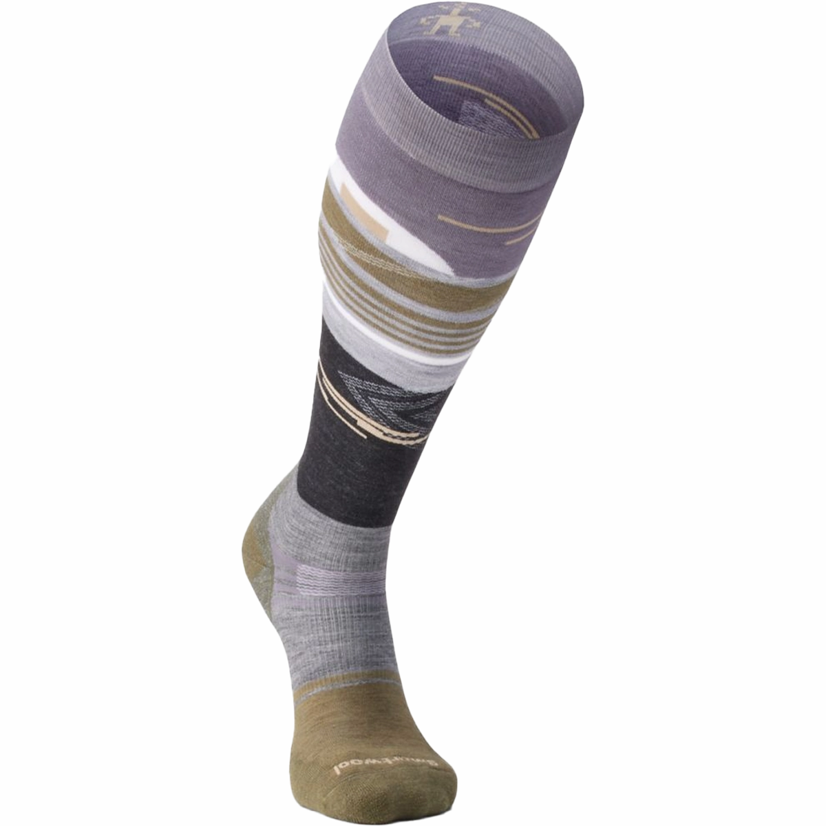 Men's Snowboard Targeted Cushion Broken Lines Pattern Over The Calf Socks