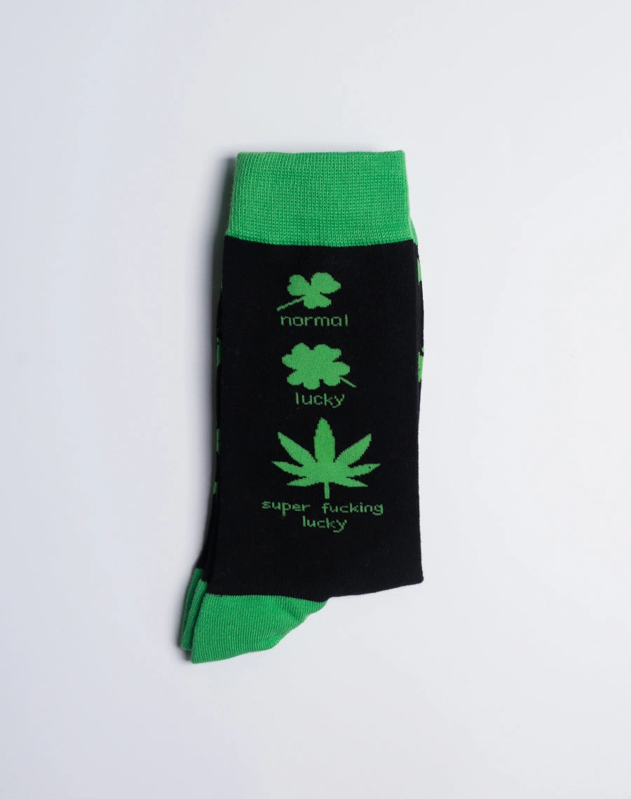 Men's Super Lucky Weed Leaf Crew Socks