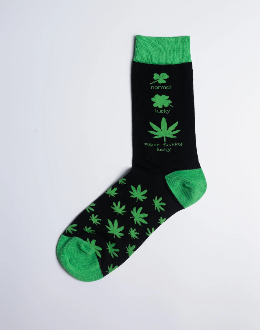 Men's Super Lucky Weed Leaf Crew Socks