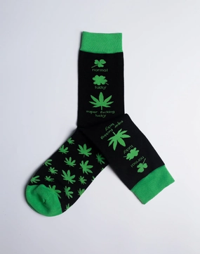Men's Super Lucky Weed Leaf Crew Socks