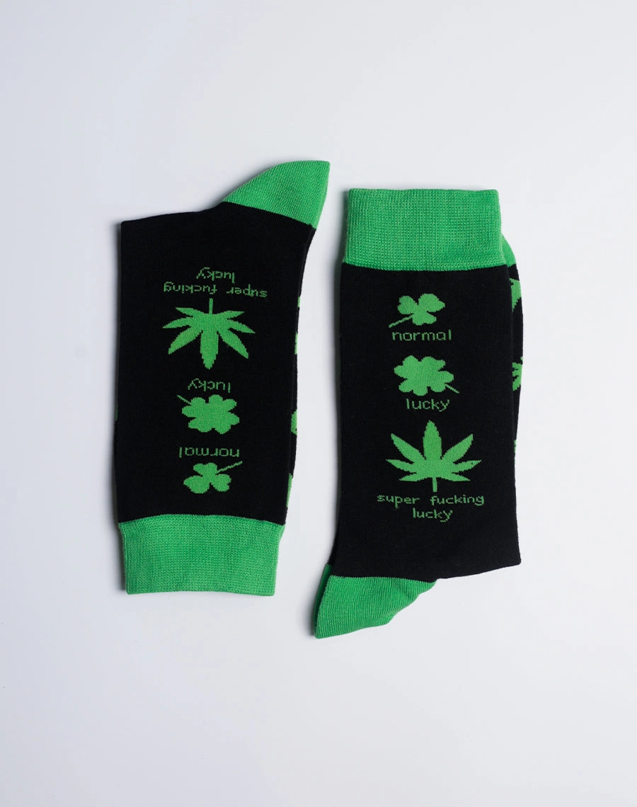 Men's Super Lucky Weed Leaf Crew Socks