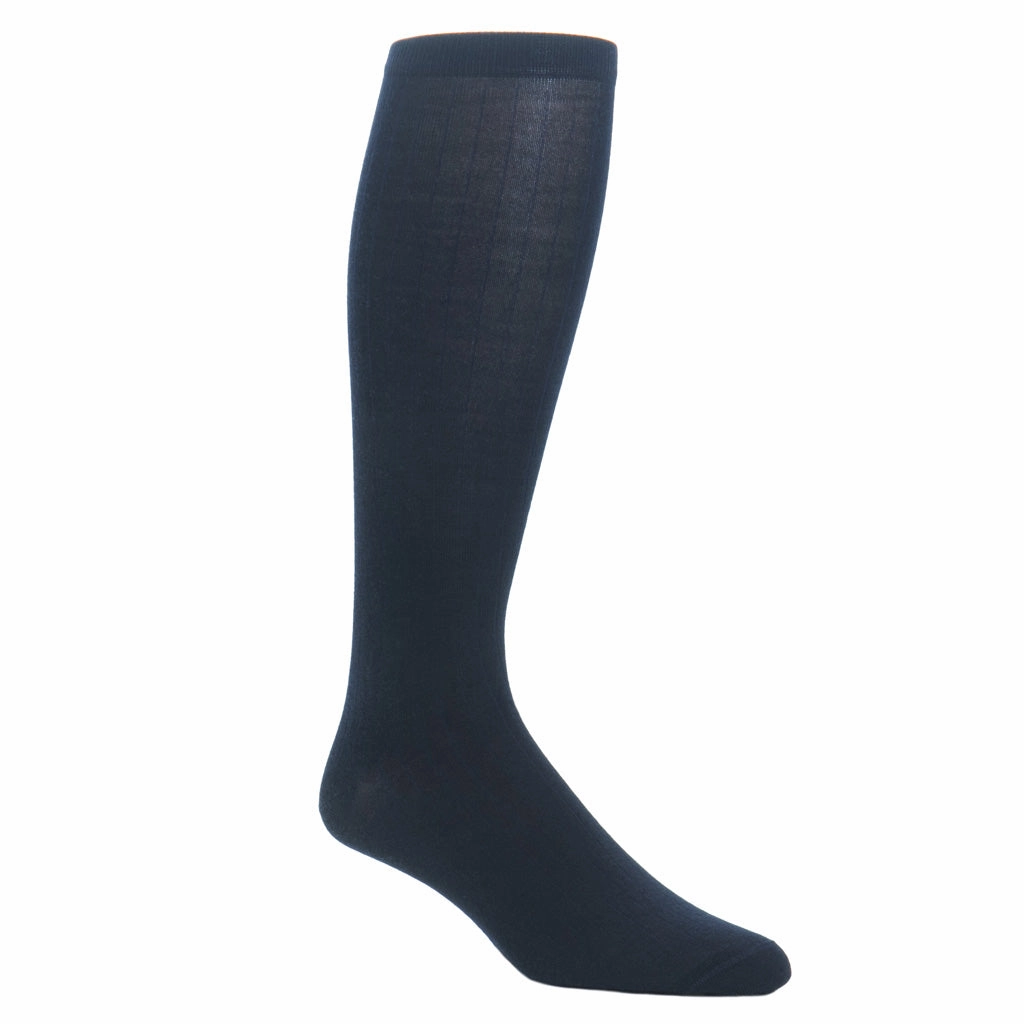 Midnight Navy Ribbed Fine Merino Wool Sock Linked Toe OTC
