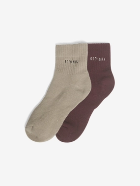 Minimal Thrills 2 Pack Sock - Oyster Grey - Deep Plum