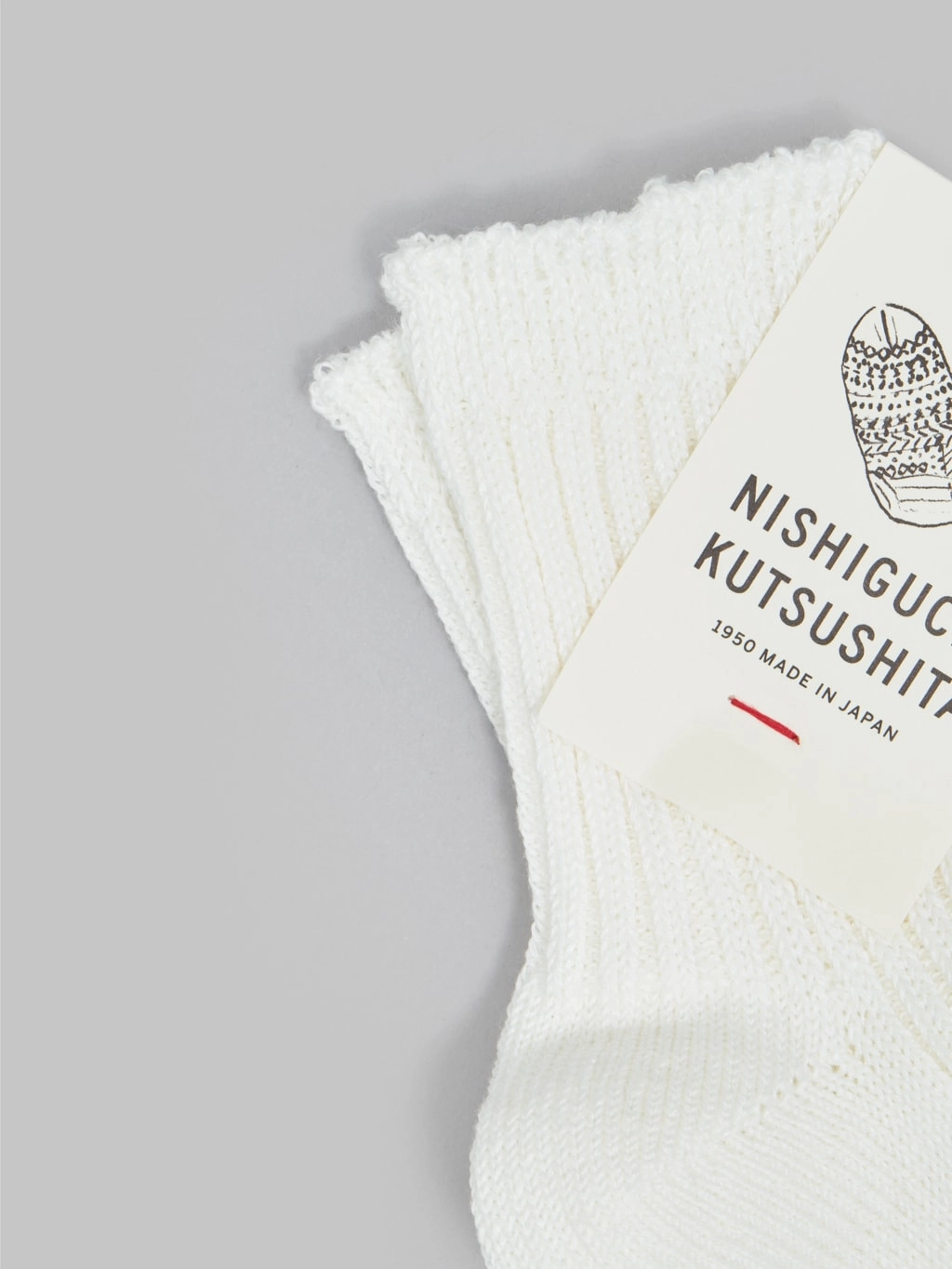Nishiguchi Kutsushita Linen Ribbed Socks Off White