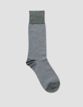 OLIVE DIAMOND JACQUARD MID-CALF SOCKS