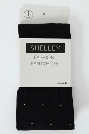 Opaque Diamante Fashion Stocking - Black