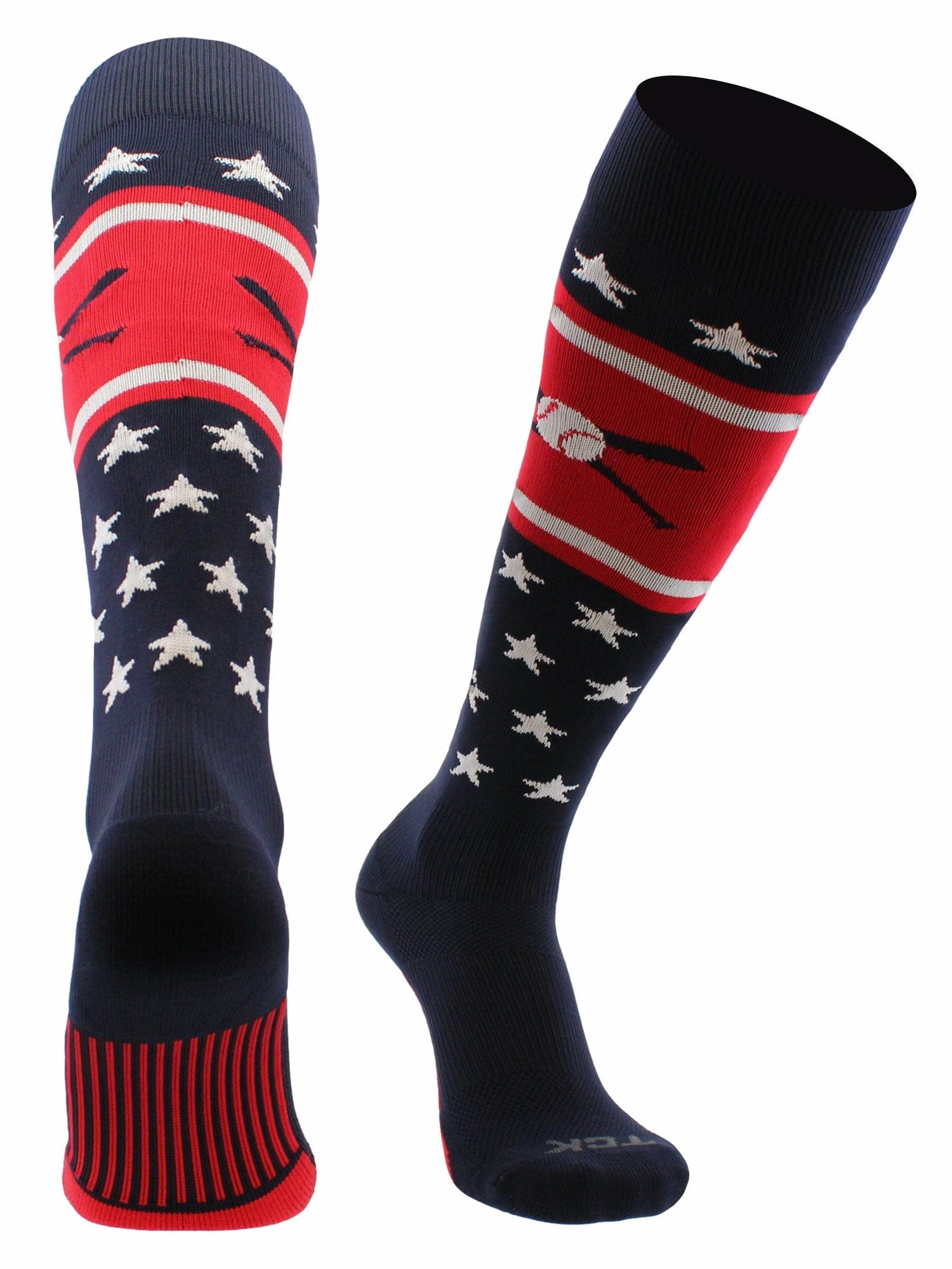 Patriotic USA Baseball Socks with Baseball Bats Logo