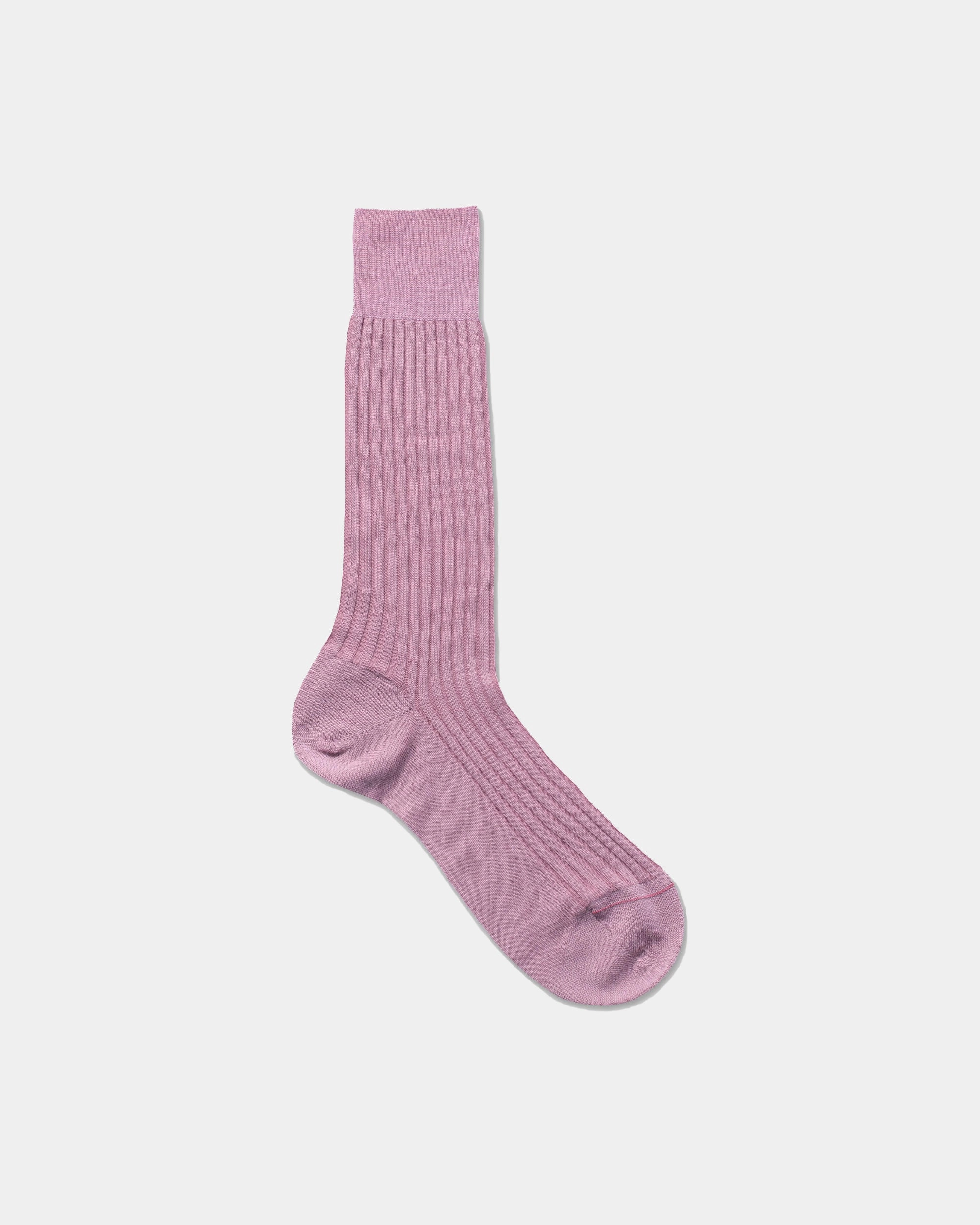 PINK MERINO RIBBED MID-CALF SOCKS