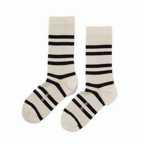 Polo Stripe - Organic Cotton Crew Socks - Black