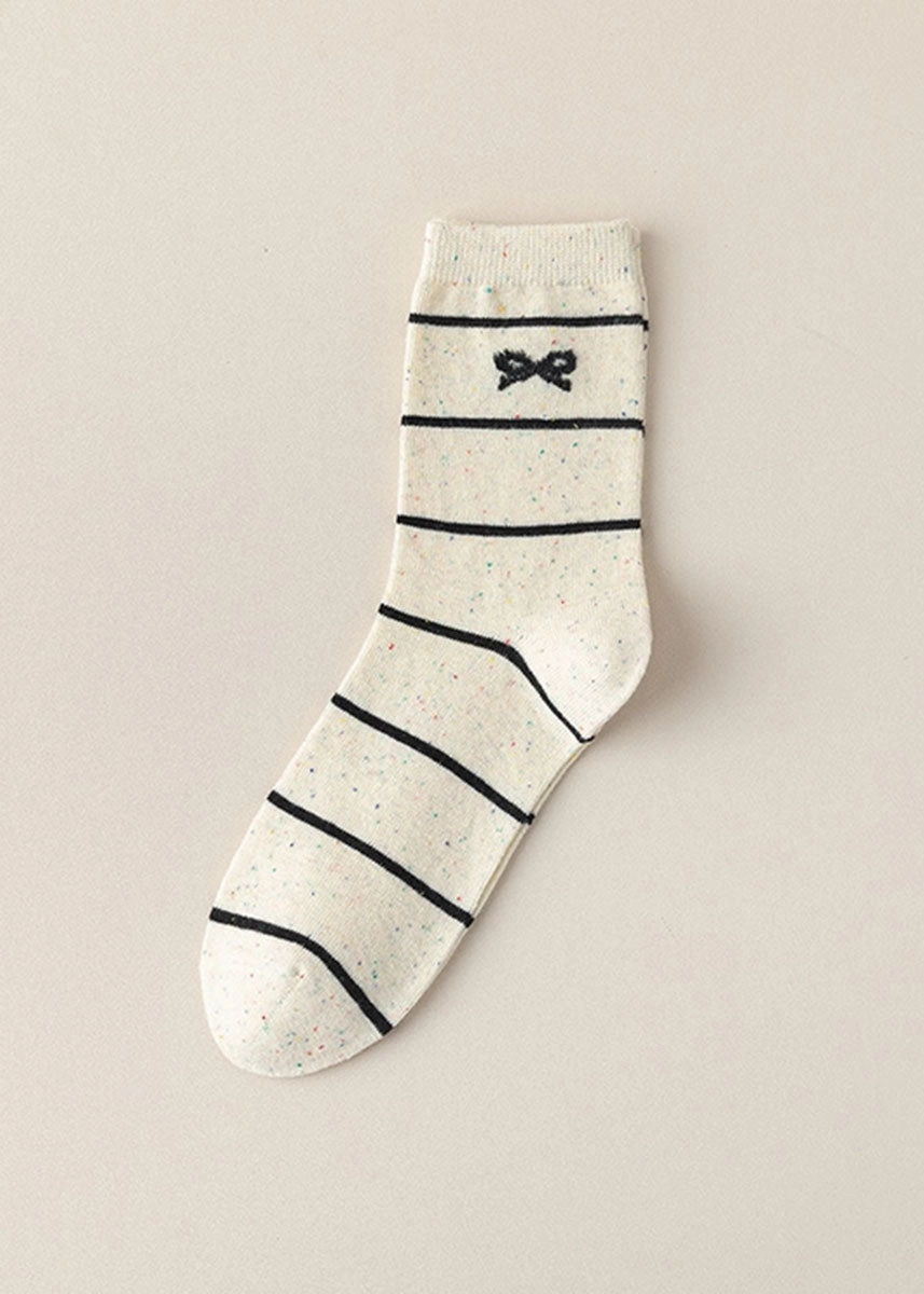Preppy Bow Print Socks - Stripes