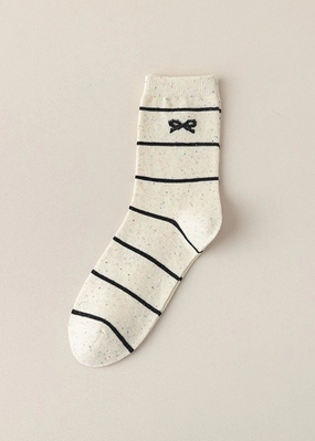 Preppy Bow Print Socks - Stripes