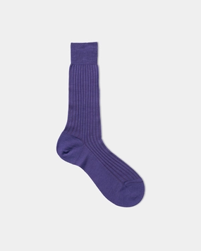 PURPLE MERINO RIBBED MID-CALF SOCKS