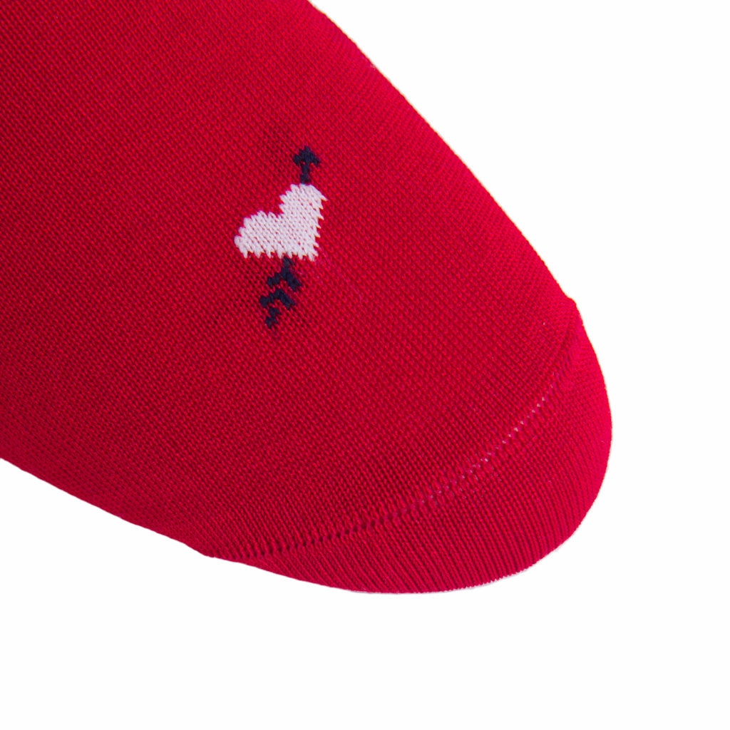 Red with Cream Heart and Navy Arrow Cotton Sock Linked Toe OTC