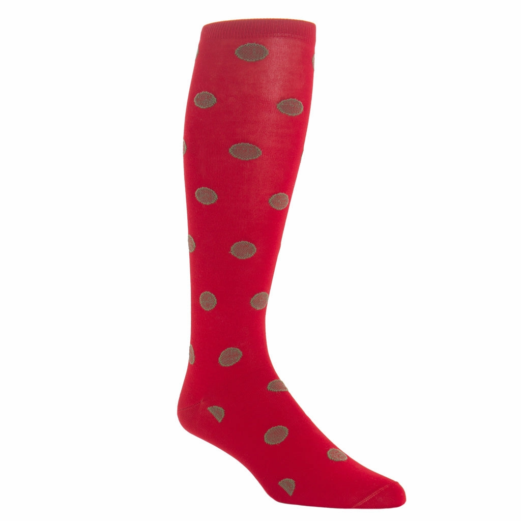 Red with Pine Green Medallion Cotton Sock Linked Toe OTC