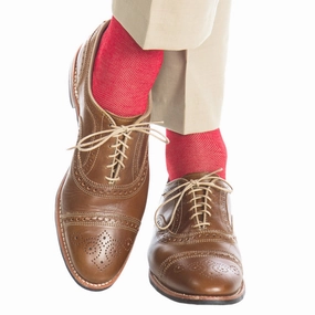 Red with Tan Nailhead Cotton Sock Linked Toe OTC