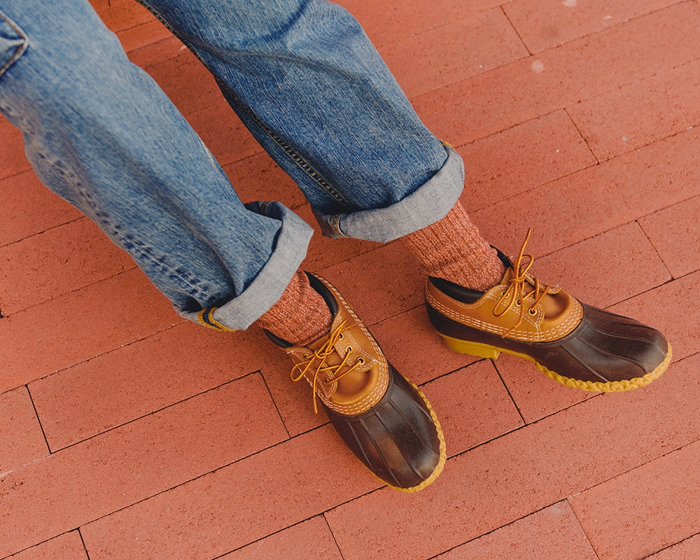 Ribbed Melange Socks - Autumn Leaf (Red & Orange)