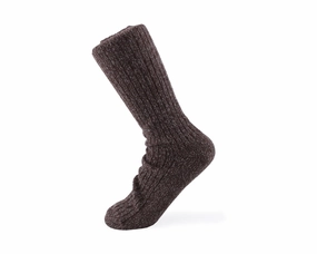 Ribbed Melange Socks - Chestnut (Dark Brown)