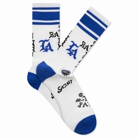 Saint Michael x Born x Raised Saint Sinner Socks - White/Blue