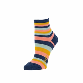Scout- Organic Cotton Striped Anklet Socks - Navy