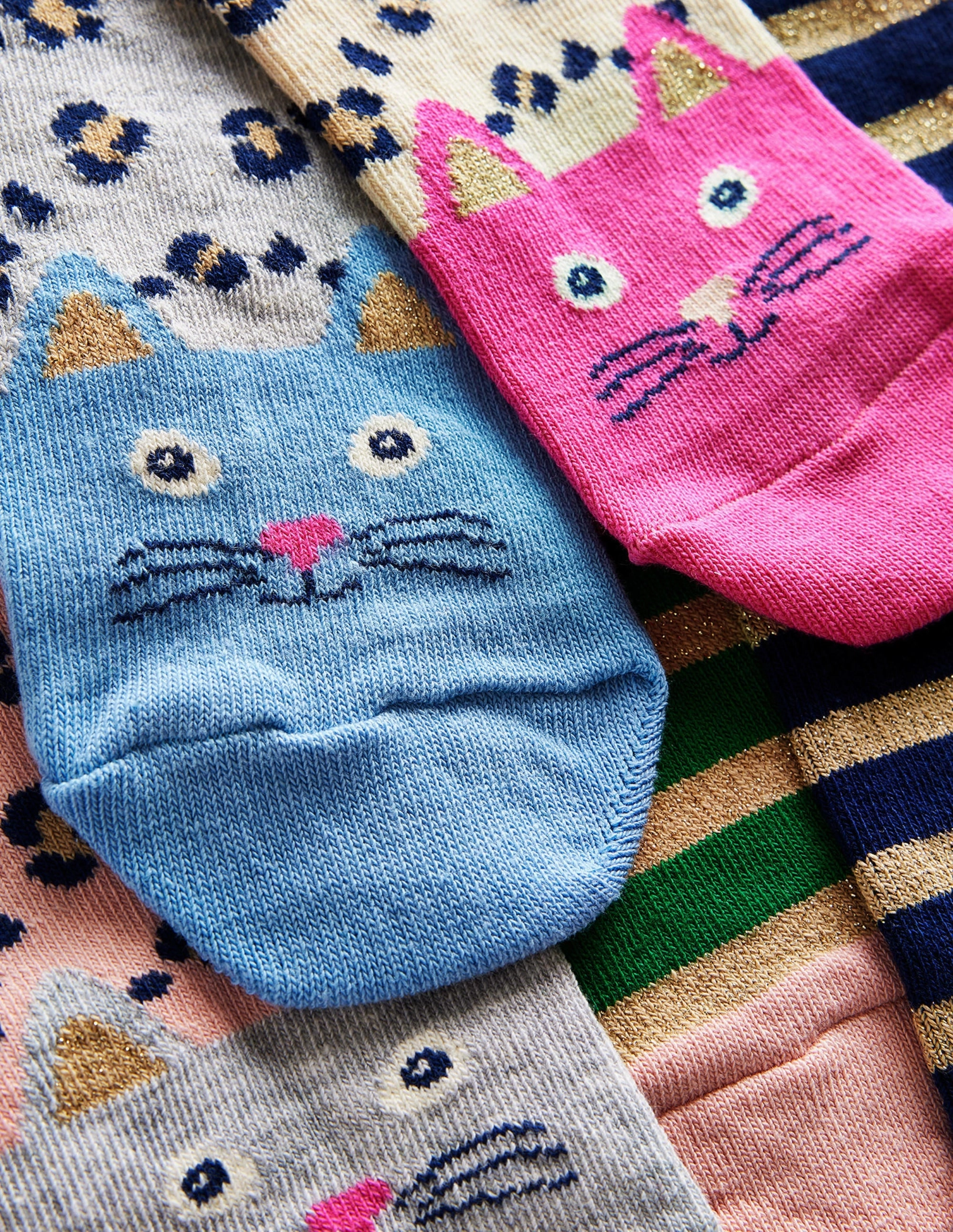 Socks 5 Pack-Leopard/Stripes