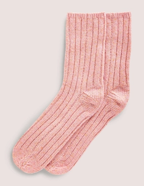 Sparkle Knitted Bed Socks-Pink