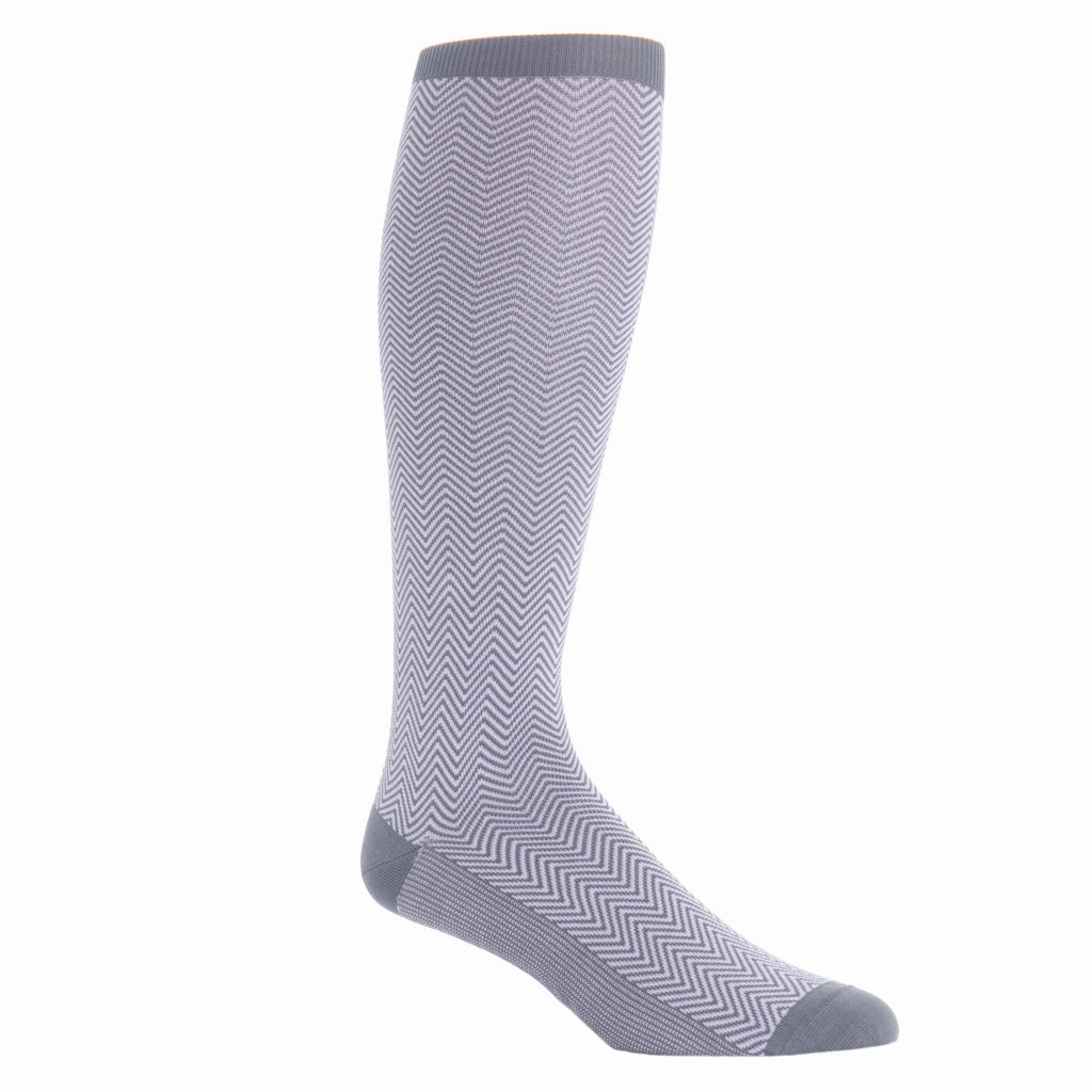 Steel Gray with Lavender Chevron Cotton Sock Linked Toe OTC