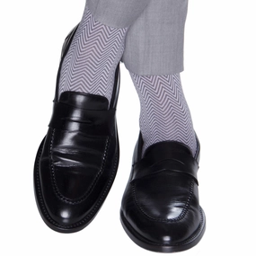 Steel Gray with Lavender Chevron Cotton Sock Linked Toe OTC