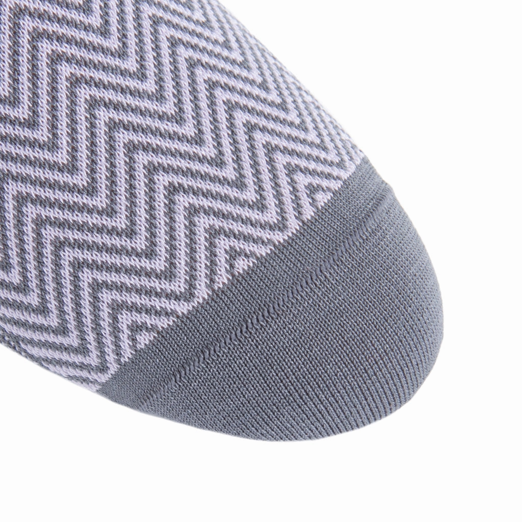 Steel Gray with Lavender Chevron Cotton Sock Linked Toe OTC