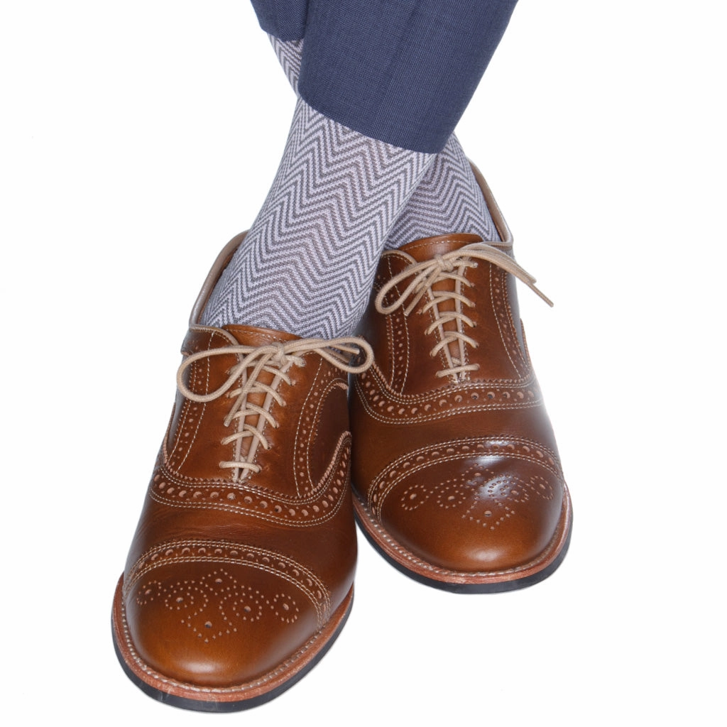 Steel Gray with Lavender Chevron Cotton Sock Linked Toe OTC