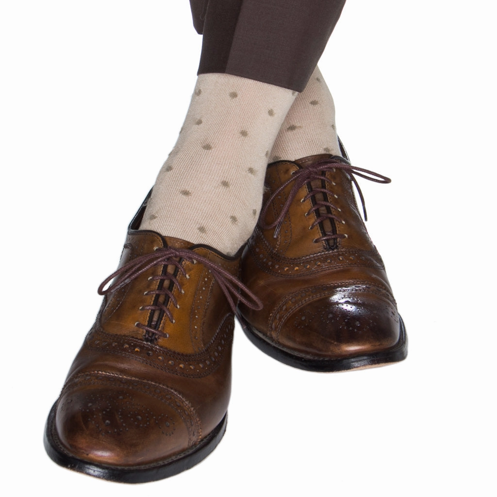 Tan with Taupe Dot Cotton Sock Linked Toe OTC