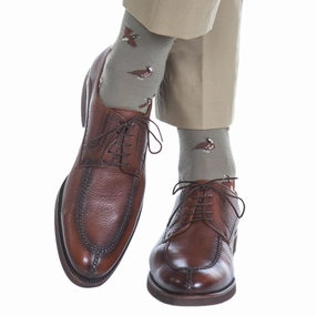 Taupe with Coffee Brown, Brown and Cream Quail Merino Wool Sock Linked Toe OTC