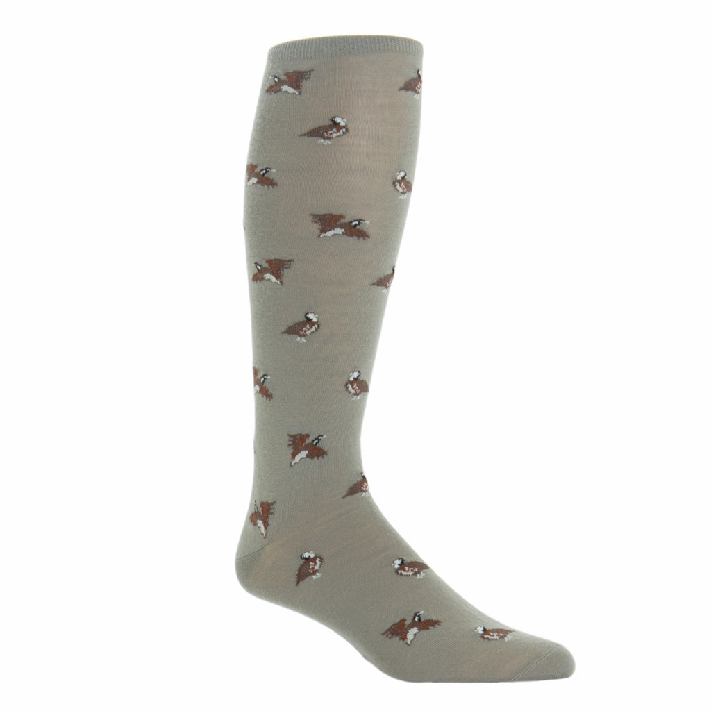 Taupe with Coffee Brown, Brown and Cream Quail Merino Wool Sock Linked Toe OTC