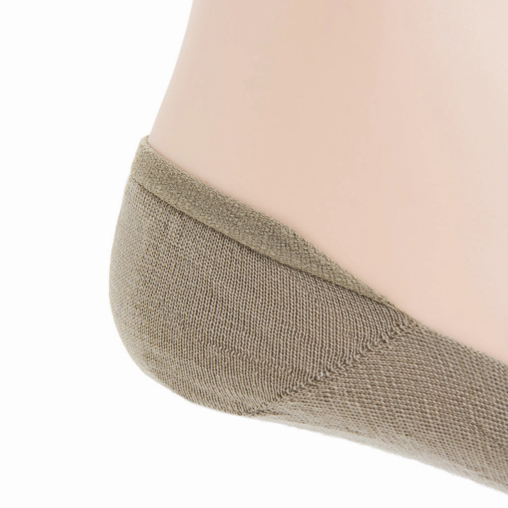Taupe with Fine Merino Wool Sock Linked Toe Low Vamp No Show