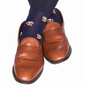 The Shirt Shop Socks - Mid-Calf Navy Beer Mugs