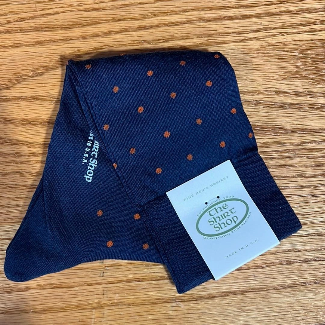 The Shirt Shop Socks - Navy & Orange Dot