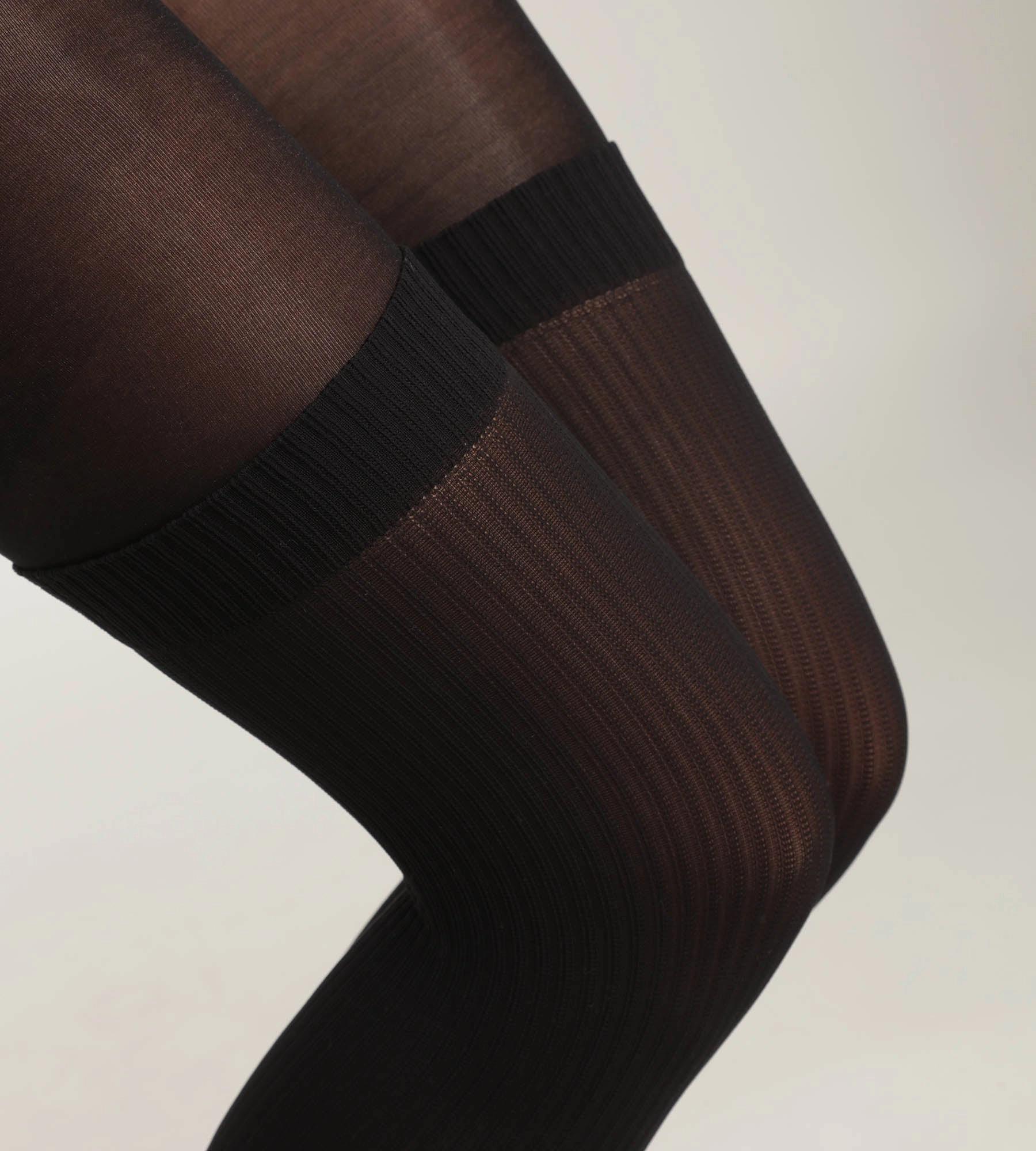 Trompe l'oeil sheer pantyhose Black Dim Style