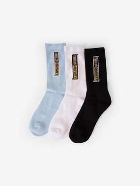 Two Sides 3 Pack Sock - White - Baby Blue - Black