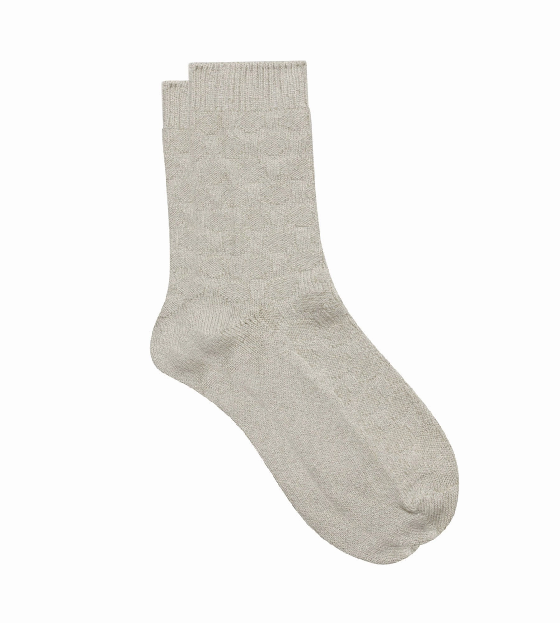 Women's Beige Cotton Style bamboo sock with a circle pattern