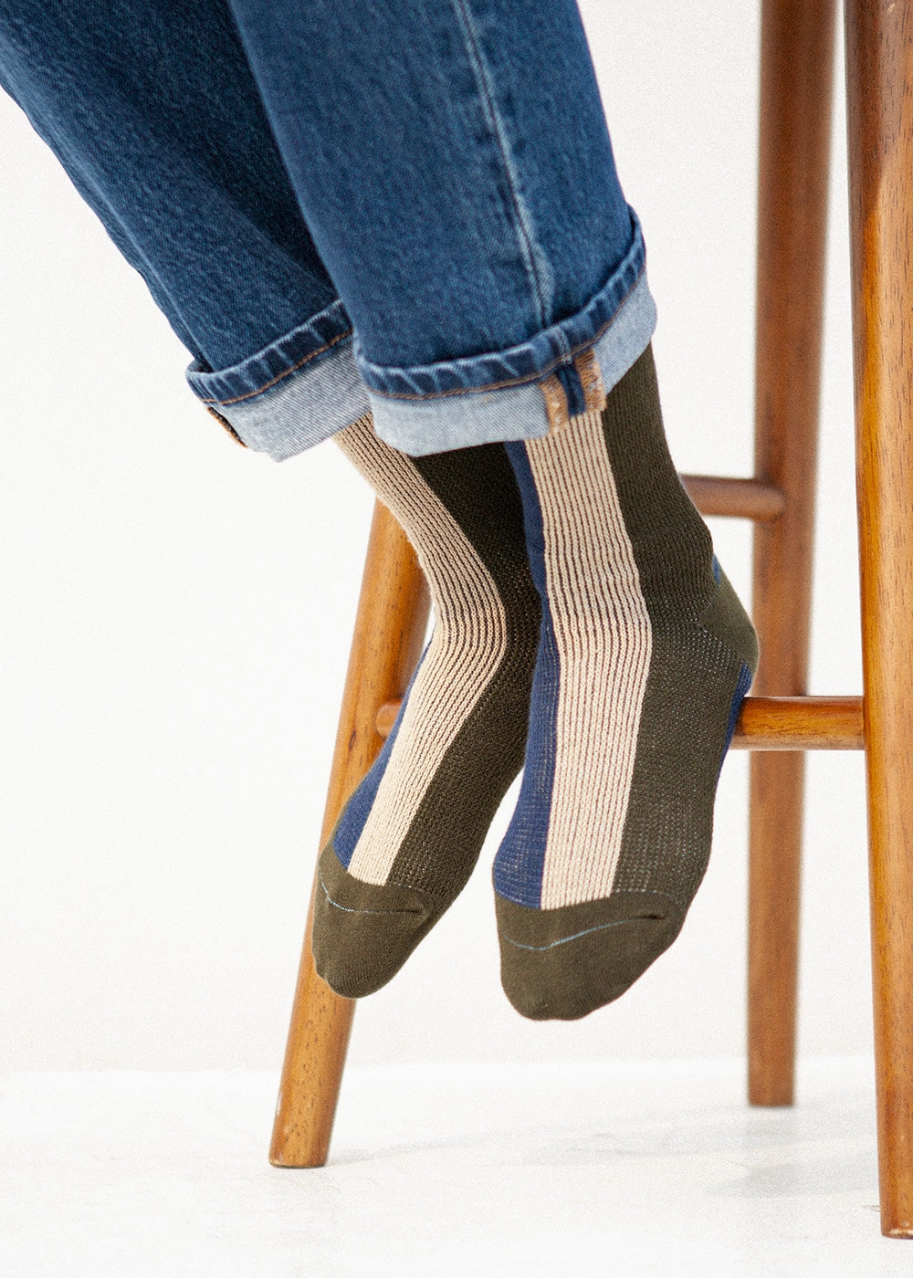 Women's BLanCHE Socks - Green, Blue, & Tan