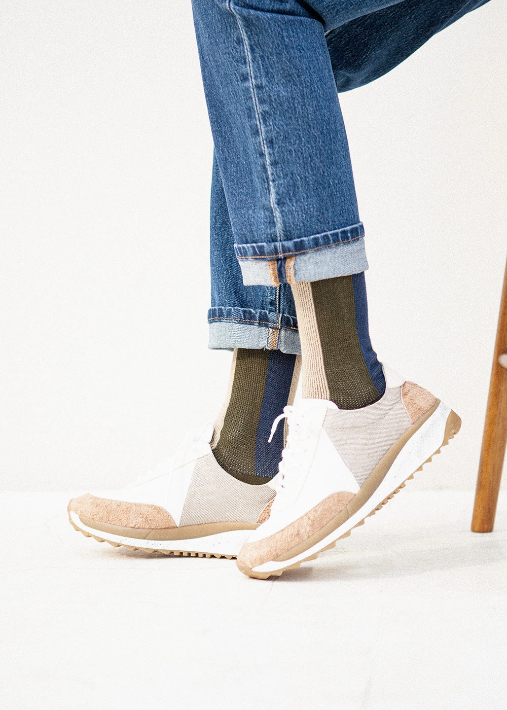 Women's BLanCHE Socks - Green, Blue, & Tan