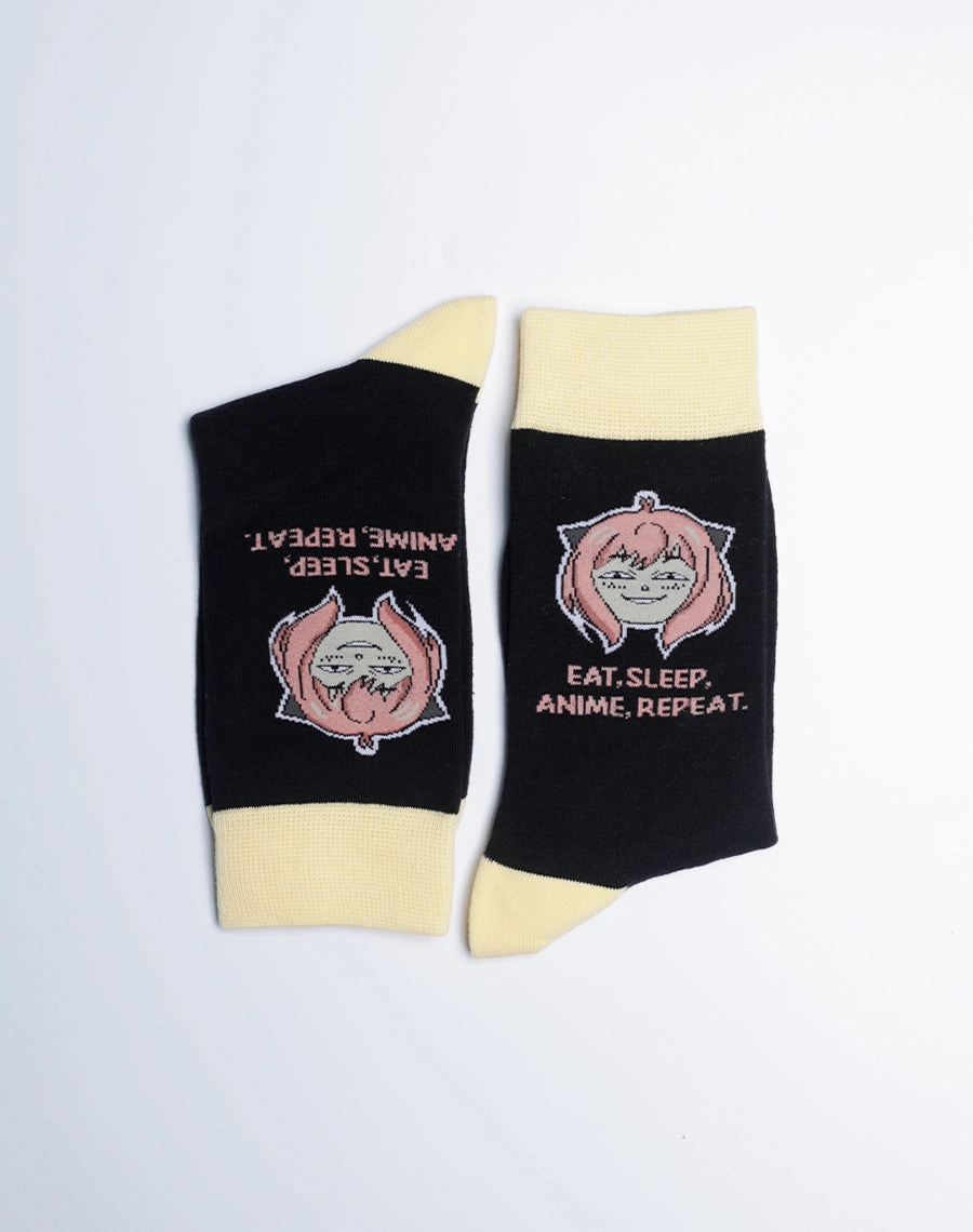 Women's Eat Sleep Anime Repeat Manga Crew Socks